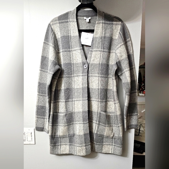 J. Jill Gray Plaid Cardigan Sweater - Picture 2 of 11